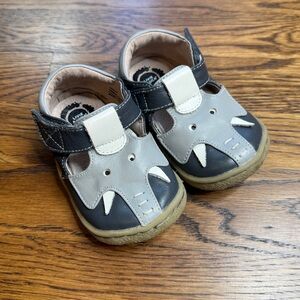 Livie & Luca Kids Elephant Monk-Strap Gray and White Loafer w/ Velcro Closure 5